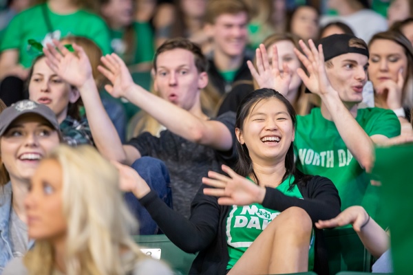 Students at a hockey game