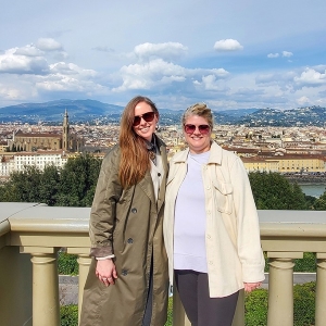 two people smiling in italy