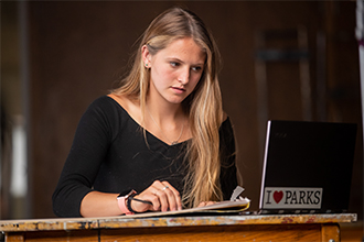 UND online student taking course