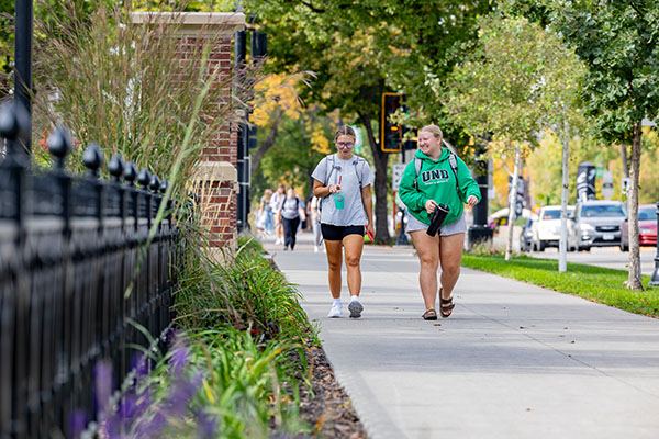 und students walking