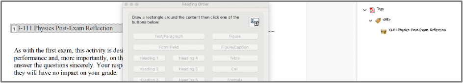 Screenshot of where content is added in the Tags Pane once tagged.