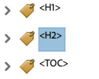 Screenshot of tag nesting for Heading 2 Tag in Adobe Acrobat. 