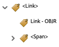 Screenshot of tag nesting for Link Tag in Adobe Acrobat. 