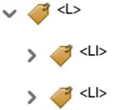 Screenshot of tag nesting for List Tag in Adobe Acrobat. 