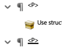 Screenshot of tag nesting for Paragraph Tag in Adobe Acrobat. 