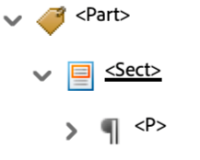 Screenshot of tag nesting for Section Tag in Adobe Acrobat. 