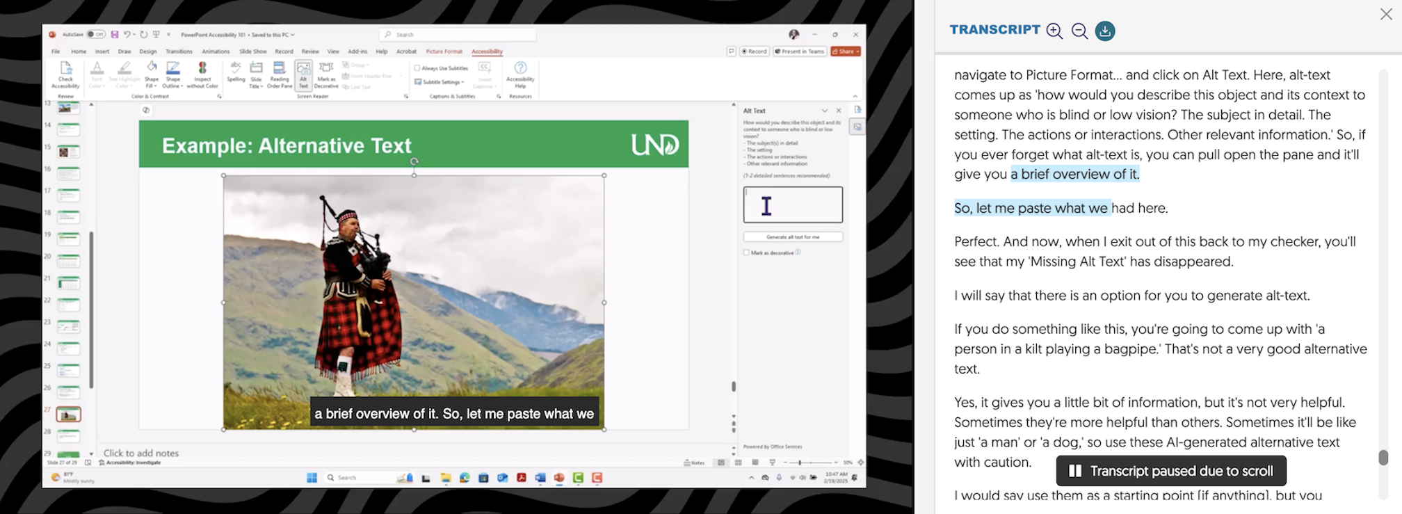 Interactive transcript in YuJa
