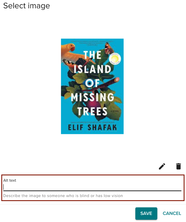 Add alternative text to an image in Vevox.