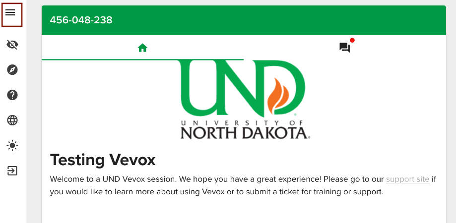 Hamburger Menu in Vevox's Participant App