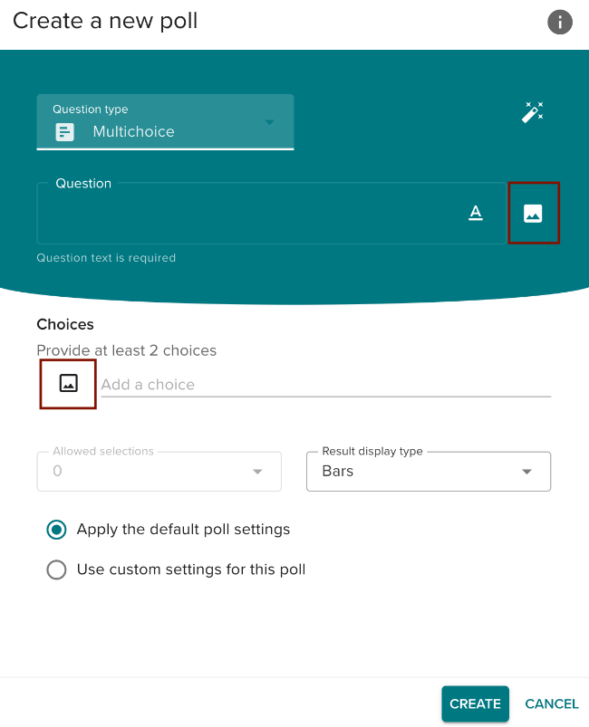Insert Image Icon in Vevox