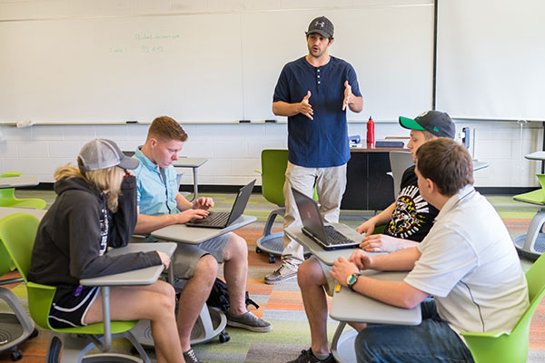 speaking in small group of five