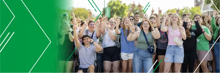 und branded image of freshman doing the Chelsea Dagger dance
