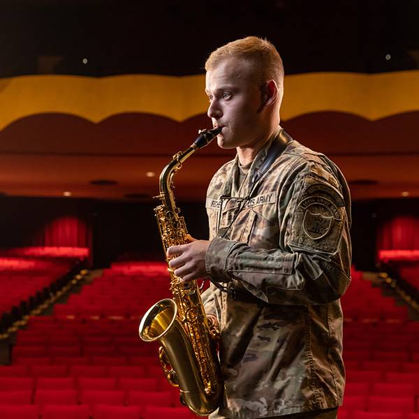Zachary Fischer playing saxaphone