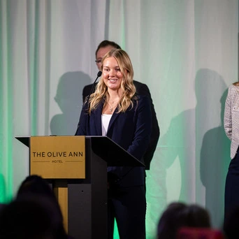 Student working in meeting