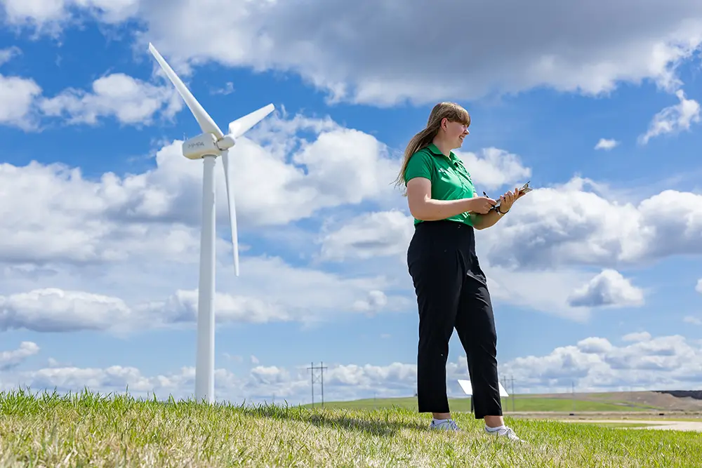 carrie outside at plant