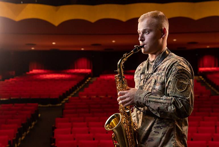 Zach Fischer playing saxophone