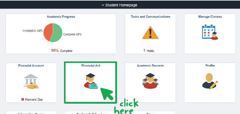 graphic of student reviewing student loan information