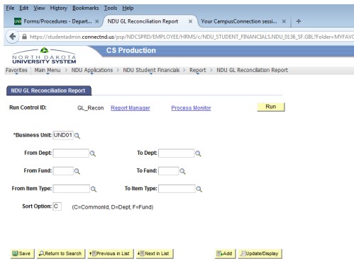 screenshot of campus connection website and how to run control