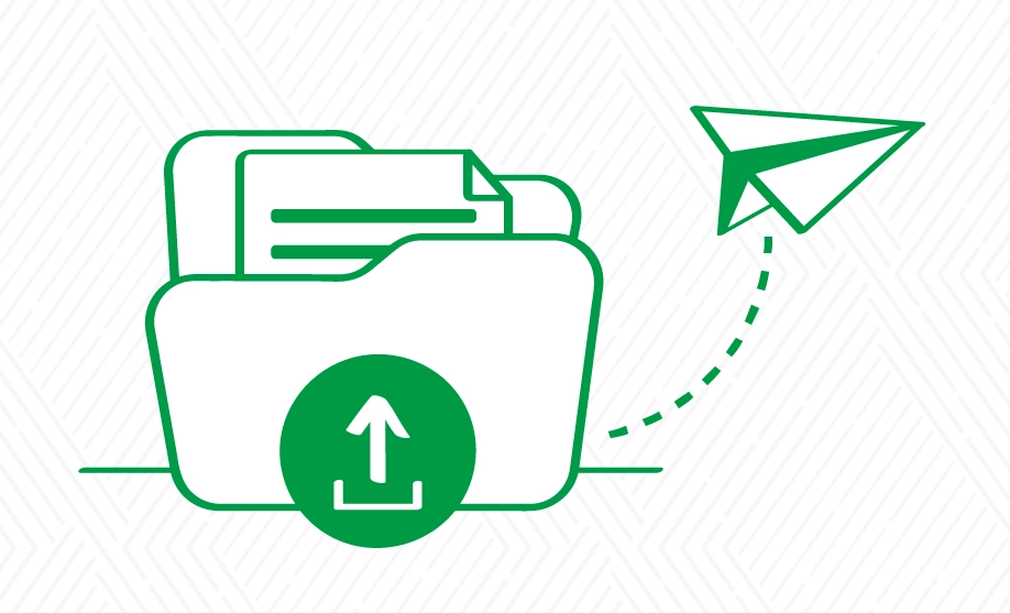 Illustration of files being securely uploaded