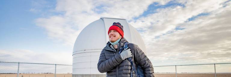astrophysics student doing outdoor research