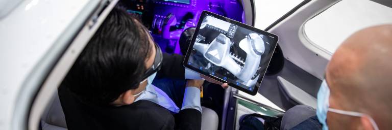 aviation safety degree student watching monitor