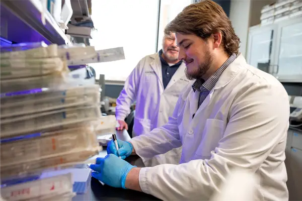 mason curtis working in lab