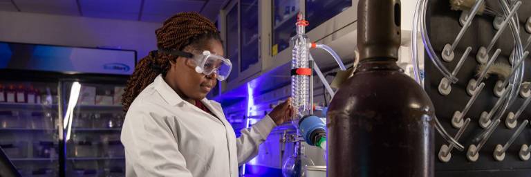 chemistry phd student in lab