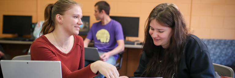 students reviewing writing sample