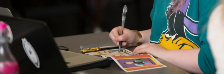 graphic design student in class