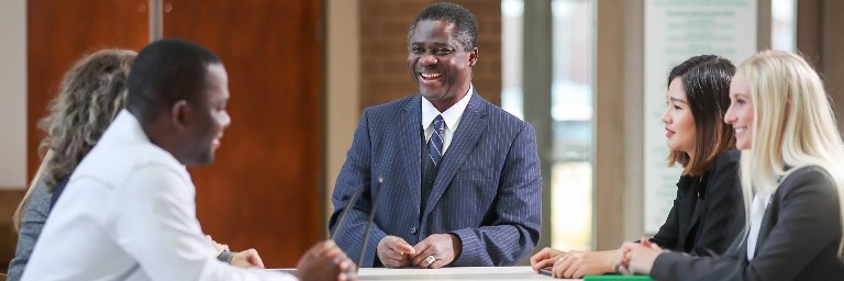 health care administrator giving presentation