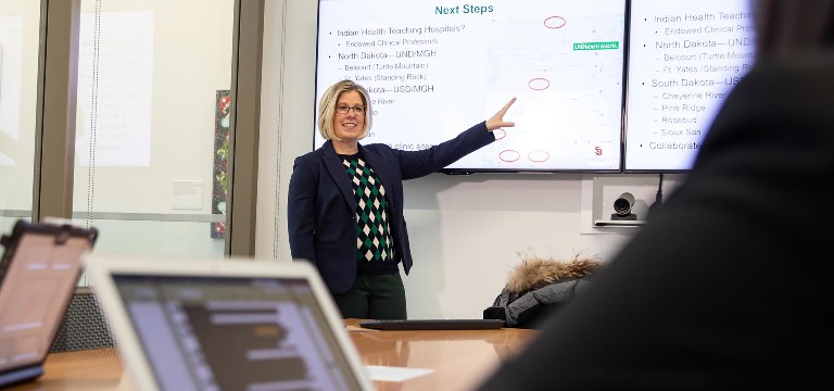 Health professional giving a presentation