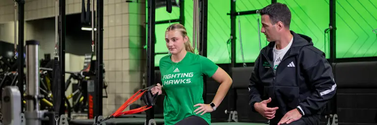 UND Kinesiology Student Working Out with Personal Trainer
