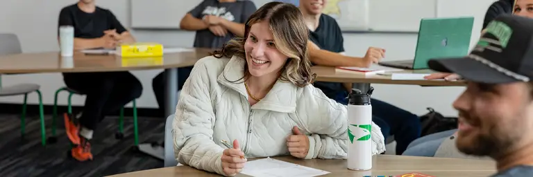 UND Language Student in Classroom