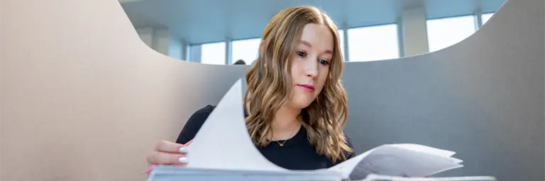 UND Finance and Accounting Student Studying