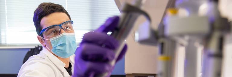 Pre-dentistry student in biology lab