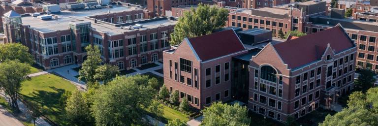 Drone shot of UND Law School