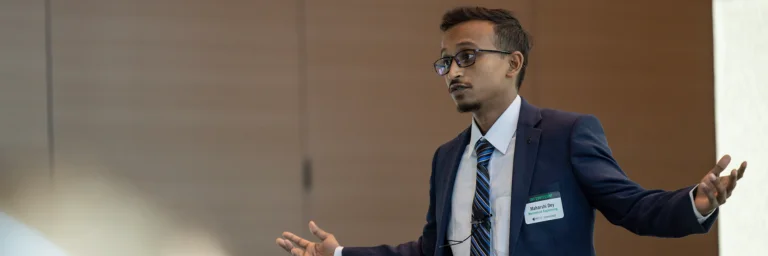 male student giving a speech
