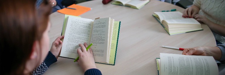 student reading a book