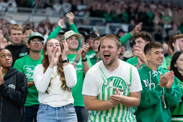 UND Students Cheering at Football Game