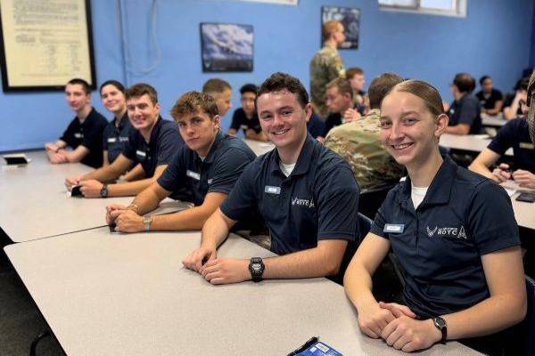 cadets sitting in class
