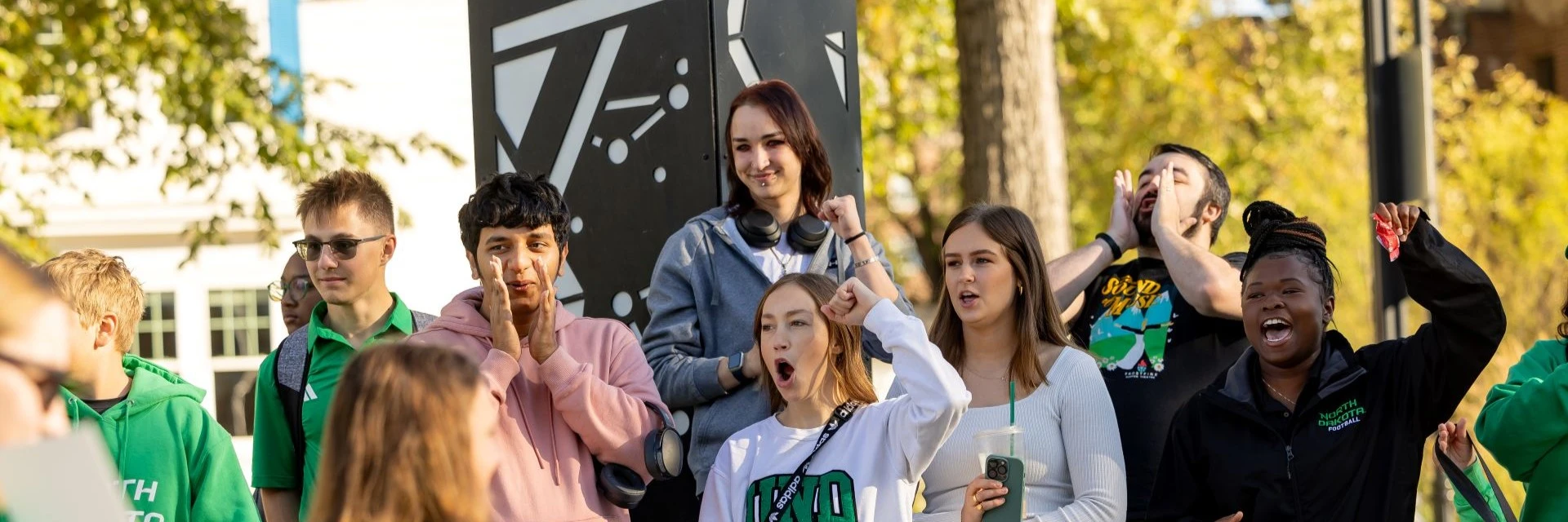 Students at UND Homecoming parade