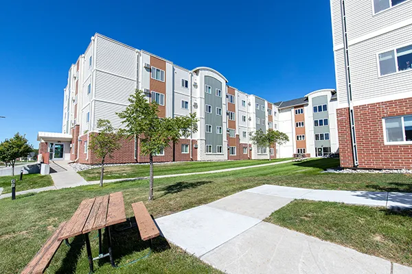 exterior shot of Hamline Square apartment building