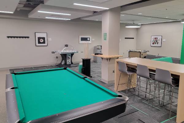 Gaming area Gaming area pool table and bubble hockey